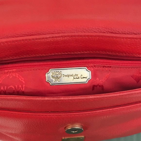 MCM (MICHEAL CORMER MILAN) AUTHENTIC RED LEATHER BAG - Picture 10 of 14